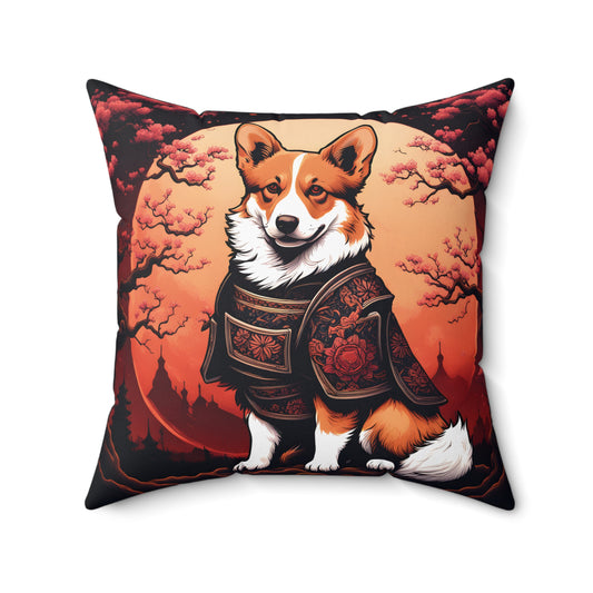 Pembroke Welsh Corgi Samurai Dog Japanese Art Square Pillow